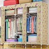WIQUYBML Canvas-Kleiderschränke, Stoff-Kleiderschrank, Faltbarer Kleiderschrank mit 3 Kleiderstangen, 7 Regalen für Schlafzimmer und Wohnzimmer, platzsparend, C (D)