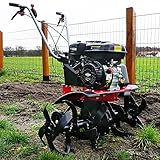 HECHT starke 4,8 kW / 6,5 PS Benzin Motorhacke I 4-Takt Motor I 32-84 cm Arbeitsbreite I 24 robuste Messer – bis 32 cm tief Gar-ten umgraben und Boden auflockern I Gartenfräse - Bodenfräse