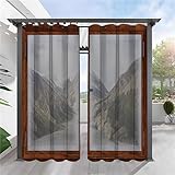 REDLEO Outdoor Vorhang Wetterfest Outdoor Vorhänge mit Ösen Wasserdicht Outdoor Gardinen 2er Set Outdoorvorhänge für Balkon Pavillon Terrasse, 132x213cm (Obere und Untere Ösen)， Fenster