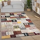 Paco Home Teppich Wohnzimmer Schlafzimmer Kurzflor Vintage Boho Ethno Skandi Geometrisches Muster Streifen Rauten Design, Grösse:160x230 cm, Farbe:Bunt