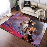 PUREUV EIS Und Schnee Abenteuer Cartoon Anime Teppich, Wohnzimmer Nachttisch Kinderteppich, ELSA Anime Fußmatte, Küche rutschfeste Bodenmatte, Geschenk A188 120×160Cm