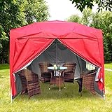 2,5 x 2,5 m großer Pop-up-Pavillon – 100% wasserdichtes Festzelt mit 4 Seitenwänden – versilbertes Oxford-Polyester-Material – UV- und feuerbeständiger Pavillon