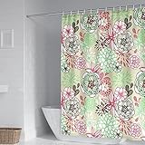 Aotiwe Duschvorhang Vintage Retro, Textil Duschvorhang Verschiedene Blumen Muster Polyester 150X180cm