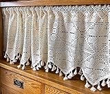 DHGTEP Boho Scheibengardinen Küche, Luftige Makramee Vorhänge mit Quasten für Küchenfenster, Landhausgardinen Scheibengardine - Weiß Spitze Vorhänge (Size : W 90 x H 40 cm)