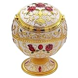 Winddichter Aschenbecher Vintage Zinklegierung Blumenmuster Globus Zigarette Aschenbecher Deckel Tischplatte Tragbare Wohnkultur Aschenbecher (Color : Nickel)