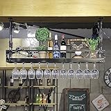 XIaoHESHop Industrielles wandmontiertes Weinregal mit Dampfglashalterung Regal Metall-Flaschenhalter Multifunktional Weinaufbewahrung Display Rack für Home Bar Esszimmer Küche