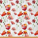 Mohnblumen Polsterstoff Meterware Roter Blumenstoff für Stühle Aquarell Rustikal Botanischer Garten Dekorations Stoff für Heimwerkerprojekte Im Innen und Außenbereich Orange 184 x 150 (HxB)