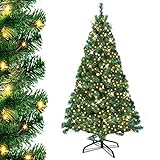 UISEBRT Weihnachtsbaum Künstlich mit Beleuchtung 240cm - LED Weihnachtsbäume Tannenbaum Christbaum Dekobaum mit Lichterkette und Ständer, Weihnachtsdeko, Grün PVC