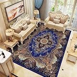 DJHWWD Teppich Wohnzimmer Wohnzimmer Teppich Blau Geometrische Blumenmuster Schlafzimmer Anti-Milben Rugs 200X300Cm Outdoor-Teppich 6Ft 6.7''X9Ft 10.1''