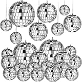 Rismise 20pcs hängenden Spiegel Disco Ball Glas Disco Kugeln Dekoration Ornamente verschiedenen Größen mit Seil für hängende Disco Ball Dekoration (2,4 Zoll, 2 Zoll, 1,6 Zoll, 1,2 Zoll)