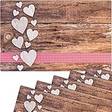 matches21 Tischsets Platzsets Motiv Landhausstil Herzen Karoband rot Holz 6er Set Kunststoff je 43,5x28,5 cm abwaschbar