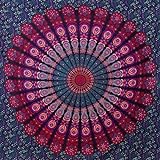 MOMOMUS Wandteppich Mandala - Natürlich - 100% Baumwolle, Aesthetic, Mehrzweck - Wandtuch - Wanddeko, Dekoration Wohnzimmer, Deko schlafzimmer - Lila, 210x230 cm