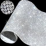 12000 Stücke Bling Bling Kristall Strass Aufkleber DIY Auto Dekoration Aufkleber Selbstklebende Glitzer Strass Kristall Edelstein Aufkleber für Auto, 9,4 x 7,9 Zoll(Klar)