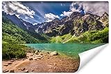 Muralo Selbstklebende Vlies Fototapete SEE MORSKIE OKO Tatra Berge Wald Bäume Pflanzen Steine Natur Landschaft 3D für Wohnzimmer Schlafzimmer Br. 368cm x Hö. 254cm