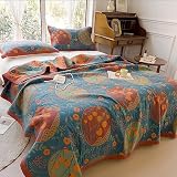 BOtizr 100% Cotton Boho Blanket,Duvet,Bettdecke 135 X 200 cm,Temperaturregulierende Ganzjahresbettdecke 135 X 200 cm,Bettdecke 135 X 200 cm