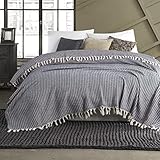 Mixibaby Tagesdecke Wohndecke Wendedecke Kuscheldeck Sofadecke Couchdecke 200x230 Pyramid, Farbe:dunkelblau