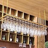 Hängendes Weinregal,Metall-Decken-Weinglashalter,höhenverstellbares Weinregal,Weinflaschenhalter,Vintage-Display-Weinaufbewahrungshalter mit Stielglas-Glasregal für Bar,Restaurant,Café