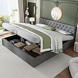 KEDAZM 180 x 200 cm Modernes Doppelbettgestell mit Samtbezug, hydraulischem Stauraum, Moderne Bett für Schlafzimmer