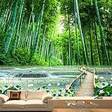 MISHIJI 3d foto bambus wald holz brücke natürliche landschaft abziehen und kleben tapete selbstklebende tapete abnehmbare vinylfolie rollengestell papier heimdekoration-118 * 98