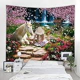 KHKJ Pegasuse Pferd Tapisserie Einhorn Wandbehang Sternenuniversum Wandteppich Böhmische Mandala Hippie Schlafzimmer Tapisserie A7 200x150cm