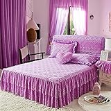 Tagesdecke für Doppelbett, Spitze, Rüschenvolant, ägyptische Baumwolle, gesteppt, für Hochzeit, Prinzessin, Wind (Kissenbezug nicht im Lieferumfang enthalten), 1 x 150 x 200 cm