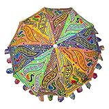 Regenschirm für Garten, Terrasse, Fransen, Strandschirm, UVSchutz, OutdoorRegenschirme, indische Gartenschirme, Sonnenschirm, Liebesvögel, große Sonnenschirme, feine Handarbeit, Mehrfarbige