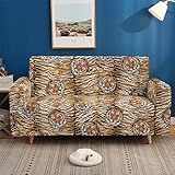 Sofa Überzug Tier Tiger Braun Sofabezug Stretch Elasthan Couch überzug Abnehmbare Waschbar Sofa Cover Sofaschoner rutschfest Moderne Couchbezug Universal Sofahusse 4 Sitzer