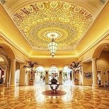 Fototapete Tapete Hotel-Lobby-Luxus-Decke im europäischen Stil, hohe Qualität, tief Moderne Wandtapete 3D Wandbilder Tapeten Wohnzimmer Schlafzimmer Wand Dekoration 200x140cm Tongshunj2604