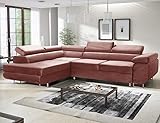 ML Furniture Ltd Avatar Velvet Ecksofa in L-Form 277 x 73 x 203 cm mit Schlaffunktion und Bettzeugbehälter - Schlafsofa mit Bettkasten - Eckcouch mit Stauraum - Links - Farbe: Monolith Rosa (MO63)