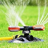 ALLILUYAA Garten Sprinkler,Automatische 360 Grad Rotierende Rasen Wasser Sprinkler,3-Arm Sprenger Gardena Rotierende Sprinkler Sprenger für Bewässerungsanlagen für Rasen,Pflanzen,Blumen,Gemüse