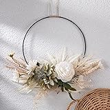 Zomtier Türkranz Kranz Deko, Metallring Eukalyptus Kranz Girlande Frühlingskranz Metall Künstliche Blumenkranz Hochzeit Wanddeko Frühlingsdeko Ostern Landhaus Haustür Deko Anhänger,39CM, Mittel