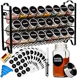 Deco haus® Gewürzregal Stehend & Wand [MIT GEWÜRZDOSEN & ETIKETTEN] - Spices Gewürz Organizer - Spice Rack - Gewürzständer - Gewürzregalsystem Hängend - Gewürzaufbewahrung - Gewürzgläser mit Regal