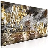 murando - Bilder Abstrakt 150x50 cm Vlies Leinwandbild 1 tlg Kunstdruck modern Wandbilder XXL Wanddekoration Design Wand Bild Panoramabild - Blumen Orchidee Textur grau b-A-0766-b-a