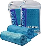 Kühlendes Handtuch 2 Set, Mikrofaser Handtuch Cooling, Mikrofaser-Eishandtuch mit Haken, Kühlendes Handtuch Instant Coole Handtücher für Golf,Wandern,Laufen,Tennis,Camping,Reisen Sommer Outdoor (Blau)