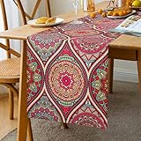 Tischläufer Boho Tischläufer Frühling Modern Tischläufer Rot Abwaschbar Tischläufer Leinenoptik Tischläufer Boho Style Tischläufer für Esszimmer Party Urlaub Dekoration Tischläufer Lila 40 x 140 cm