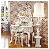 POCHY Anmut Schminktische Schminktisch aus Kiefernholz, europäischer Vintage-Schminktisch mit ovalem Spiegel und Schubladen, Schminktisch, Möbel, Schlafzimmer, Schminktisch Möbel