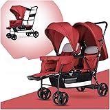 Leichter Doppel-Kinderwagen, faltbarer Doppel-Kinderwagen mit Baldachin, Kinderwagen, Fünf-Punkt-Sicherheitsgurt, Kinderwagen