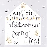 Hochwertige Papierservietten/Tafel-Servietten/Brunchservietten, Weihnachtsservietten, Deko-Serviette, Motiv: Auf die Plätzchen, fertig - Los!, L/H 33 x 33 cm. Menge 40 Stück.