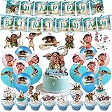 BESTZY Moana Geburtstag Deko Luftballons Set Kinder Geburtstagsdeko Moana Party Supplies Enthalten Banner Cake Topper Ballons Moana Geburtstagsfeier Deko 44 Stück
