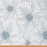Blumenstoff Meterware Blütenblätter Möbelstoff Retro Frühlings Dekostoff Botanische Blumen Drinnen Draußen Stoff Jahrgang DIY Kunst Wasserdichter Stoff Blau Weiß 920 x 150 (HxB)
