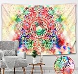 UTUMAX Wandbehang, 150 x 150 cm, Mandala-Wandteppich, Wandbehang, Sandstrand, Überwurf, Teppich, Decke, Camping, Zelt, Reisematratze, böhmische Schlafunterlage, Wandteppiche