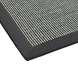 BODENMEISTER Sisal-Teppich modern hochwertige Bordüre Flachgewebe, Variante: anthrazit dunkel-grau, 60x110