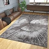 Teppich Modern Edel mit Konturenschnitt Baumstamm Natur Design Grau Braun Beige, Größe:140x200 cm