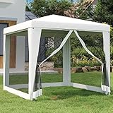 Rasen & Garten, Wohnen im Freien, Outdoor-Strukturen, Vordächer & Pavillons, Partyzelt mit 4 Netz-Seitenwänden, 2,5 x 2,5 m, Weiß