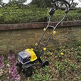 Kabellose elektrische Motorhacke, Gartenfräse/Kultivator mit 4 Klingen, Arbeitsbreite 36 cm und 20 cm Bearbeitungstiefe, für Gartenrasen, Bodenlockerung