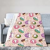 Kaninchen-Donut-Überwurfdecke, leicht, warm, Flanell-Fleecedecke, gemütlich, weich, Klimaanlagendecke, Geschenk für Frauen, Männer, Mädchen, Jungen, 127 x 101,6 cm