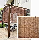 EMISOO Bambus Rollo Seitenzugrollo Bambusrollo Wetterfest Aussen Schilf Vorhang Sonnenschutz Holzjalousie Für Terrasse Holzrollo Natürlich/atmungsaktiv/gratfrei (Size : W60*H120cm)