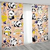 SJSXWQN Vorhang Rosa Panda Gardinen mit Ösen Vorhang Blickdicht Thermo Verdunklungsvorhänge Schiebegardinen für Schlafzimmer Wohnzimmer H 260 x B 140 cm 2er Set