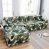 ASCV Blumendruck Elastische Sofabezug Couchbezug Sofabezüge für Wohnzimmer Schnittsofa Schonbezug Sessel Sofa Handtuch A2 4-Sitzer