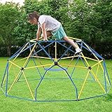 12ft Kletterkuppel mit Schaukel, Kinder Klettergerüst mit Ergonomische Klettergriffen, Rutschfester Witterungsbeständiger Kletterer in Kuppelform für Garten Indoor Outdoor, Blasbar bis zu 375kg